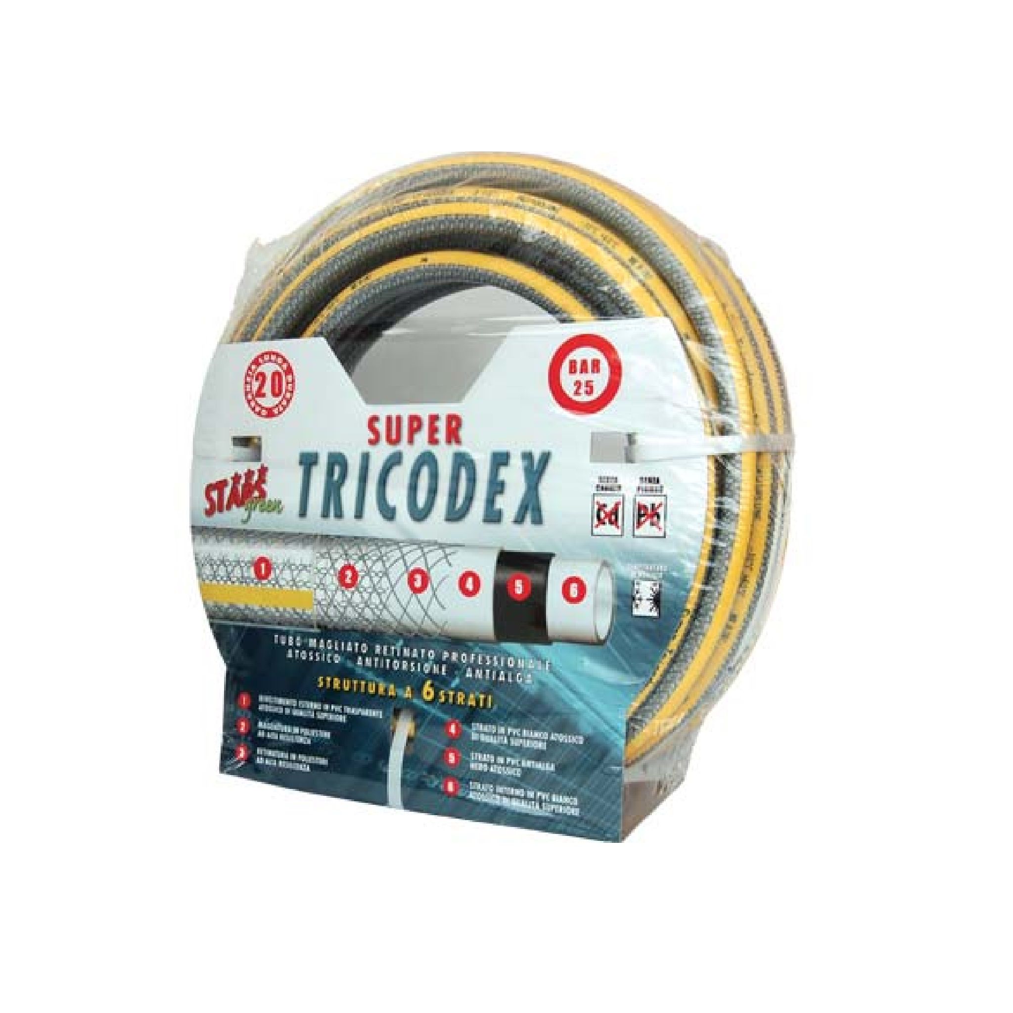 Tubo Magliato in PVC a 5 Strati da 25 metri, 3/4, Anti-Torsione Tubo Magliato in PVC a 5 Strati da 25 metri, 3/4, Anti-Torsione